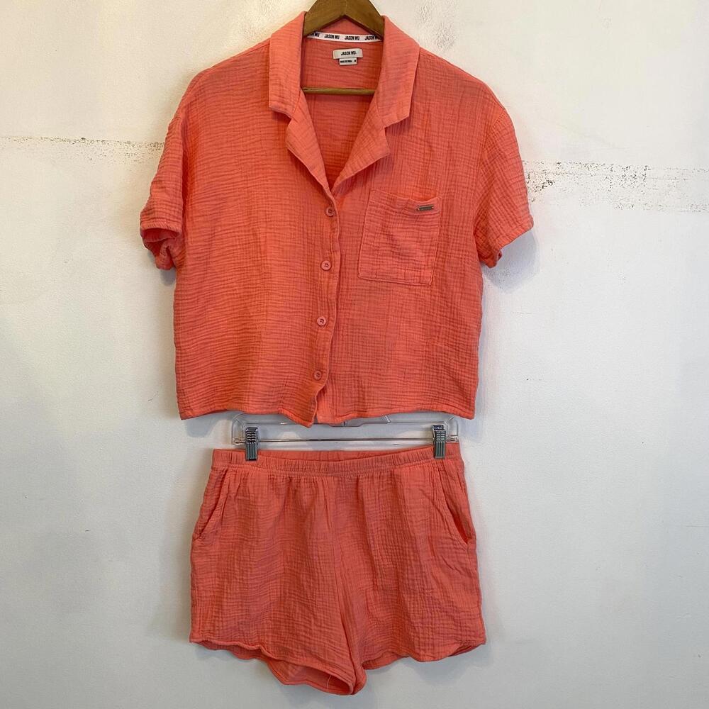 JASON WU peach cotton gauze two piece set sz M